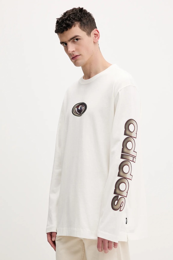 adidas Originals Μακρυμάνικο ανδρικό βαμβακερό στάμπα μπεζ KS6859