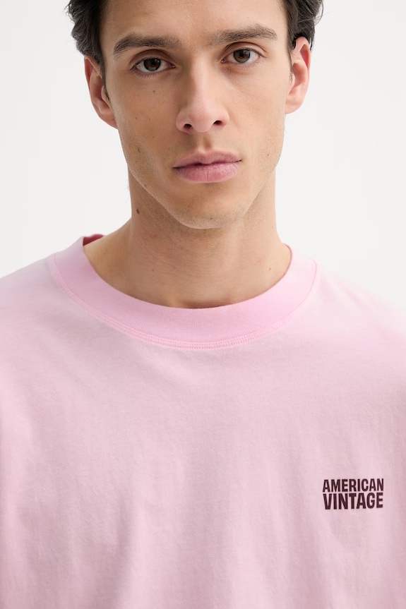 American Vintage longsleeve bawełniany różowy MGIX02B