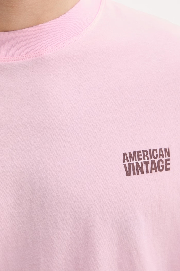 American Vintage longsleeve bawełniany MGIX02B różowy