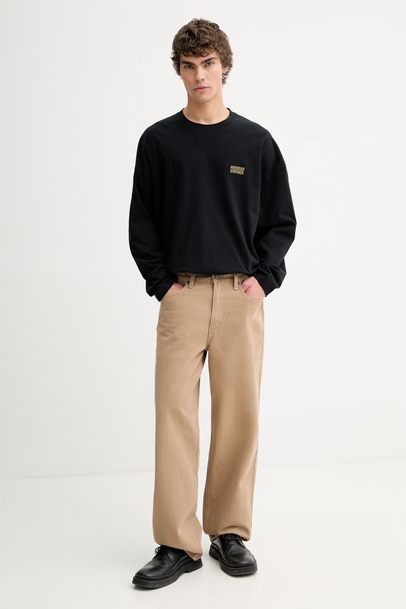 Βαμβακερή μπλούζα με μακριά μανίκια American Vintage MGIX02B μαύρο SS26