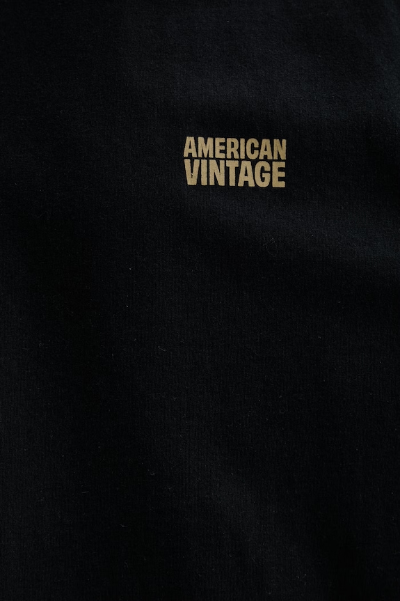 Βαμβακερή μπλούζα με μακριά μανίκια American Vintage MGIX02B μαύρο