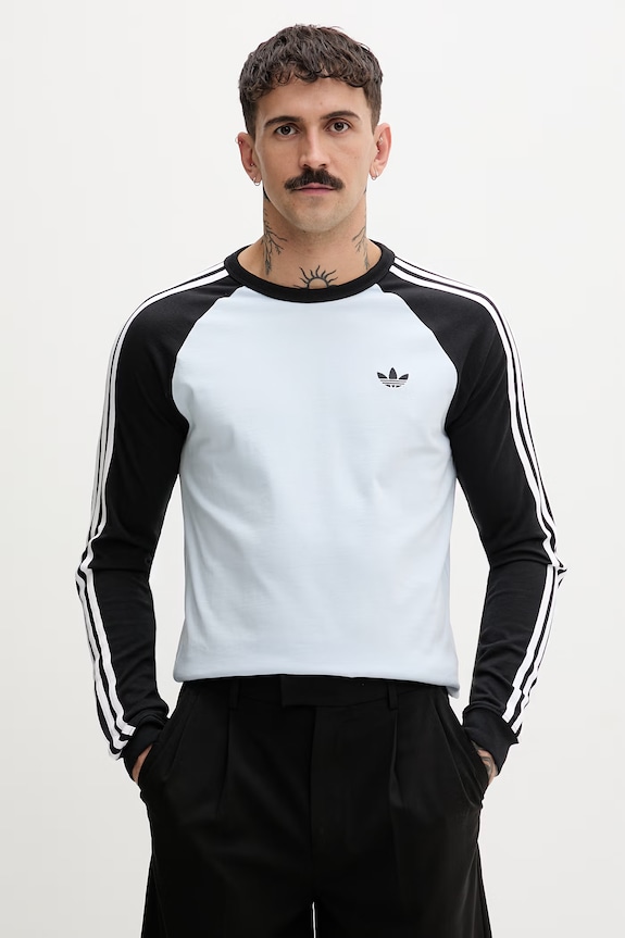 adidas Originals tričko s dlhým rukávom pánske bavlnené modrá KE2424