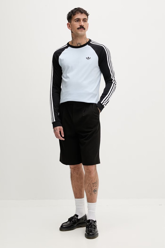 adidas Originals tričko s dlhým rukávom pánske bavlnené KE2424 modrá SS26