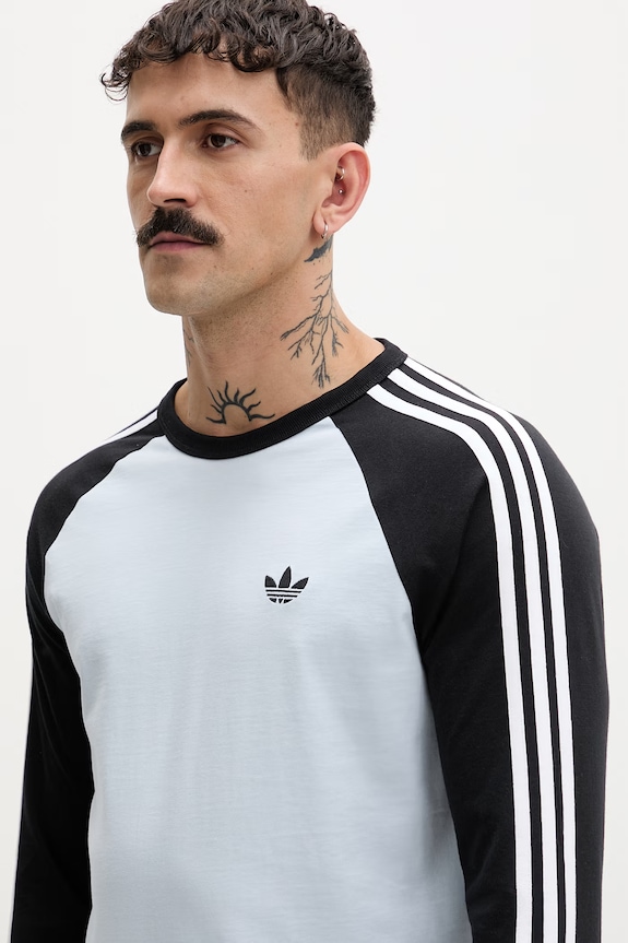 adidas Originals tričko s dlhým rukávom pánske bavlnené modrá KE2424