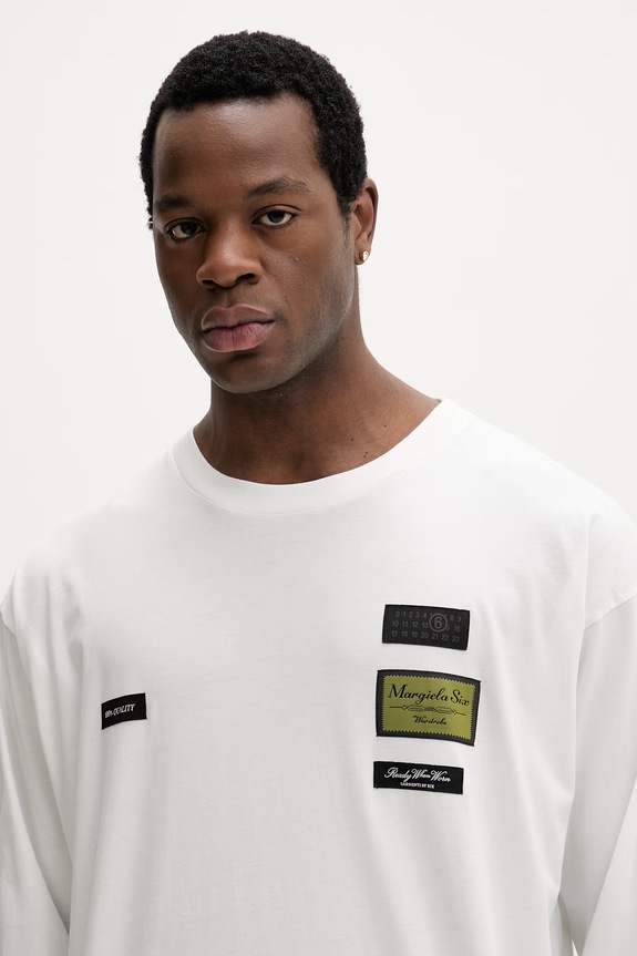 MM6 Maison Margiela longsleeve bawełniany beżowy SH0NH0023.M20170.101