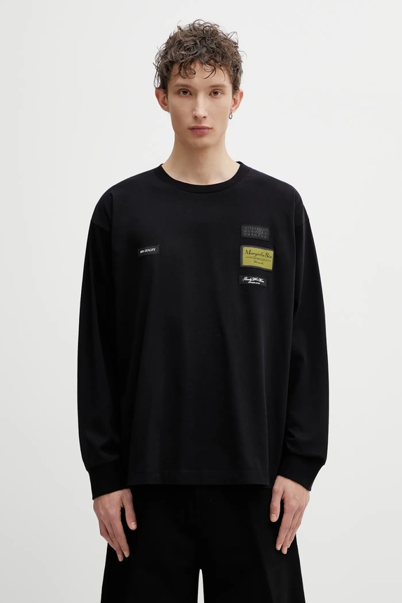 Хлопковый лонгслив MM6 Maison Margiela хлопок чёрный SH0NH0023.M20170.900