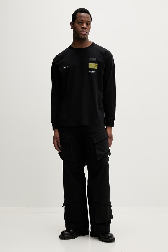 Bavlněné tričko s dlouhým rukávem MM6 Maison Margiela SH0NH0023.M20170.900 černá SS26