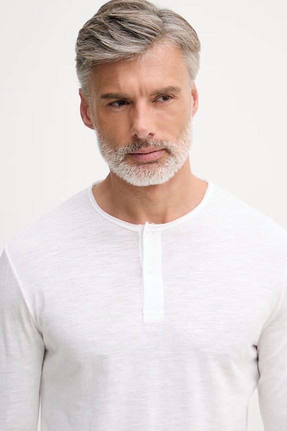 United Colors of Benetton Majica z dolgimi rokavi moška bombažna bela 3N78U10C3