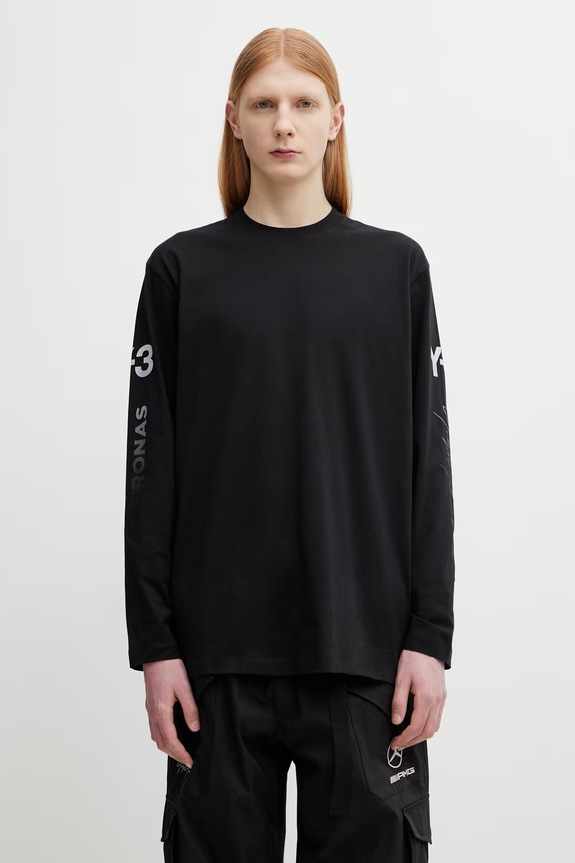 Y-3 x F1 CHAOS LS TEE tričko s dlouhým rukávem pánské bavlněné černá KR2372