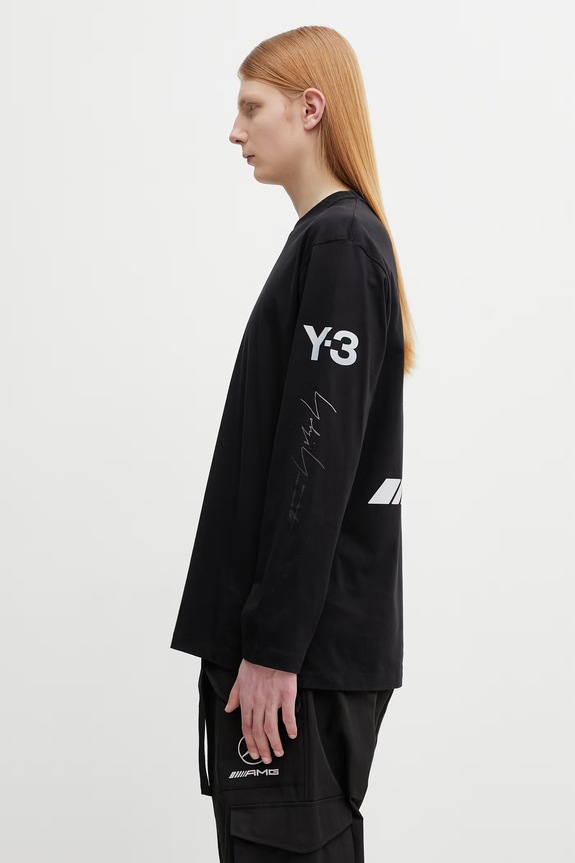 Y-3 x F1 CHAOS LS TEE tričko s dlouhým rukávem pánské bavlněné KR2372 černá SS26