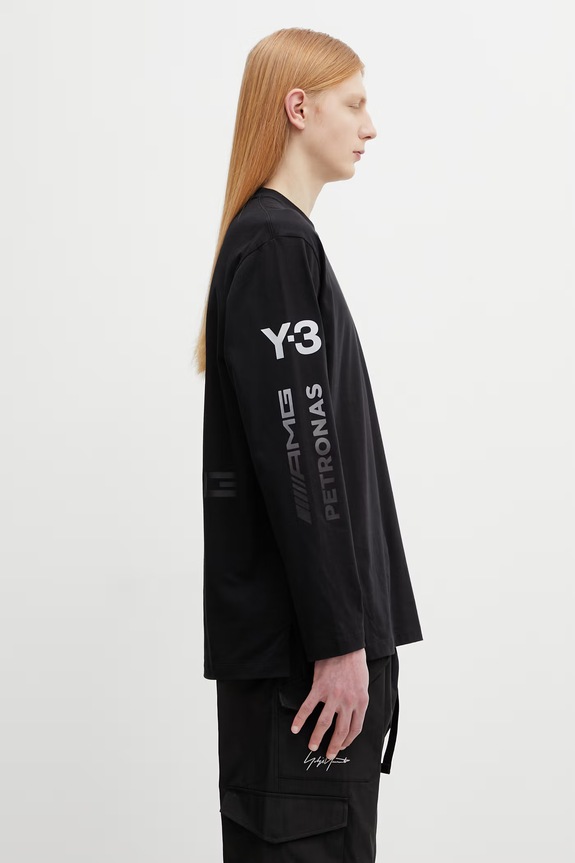Y-3 x F1 CHAOS LS TEE tričko s dlouhým rukávem pánské bavlněné černá KR2372