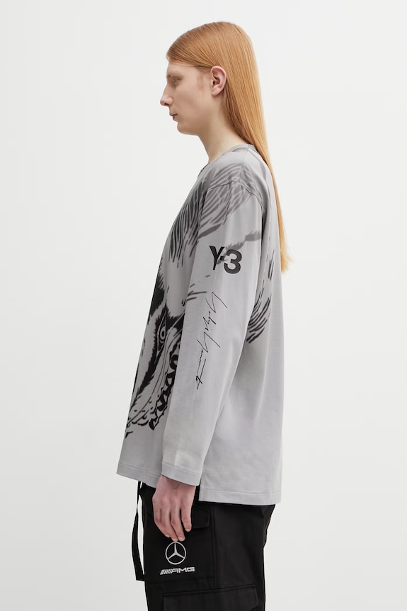 Y-3 x F1 WOLF LS TEE μακρυμάνικο ανδρικό βαμβακερό KS7830 γκρί SS26