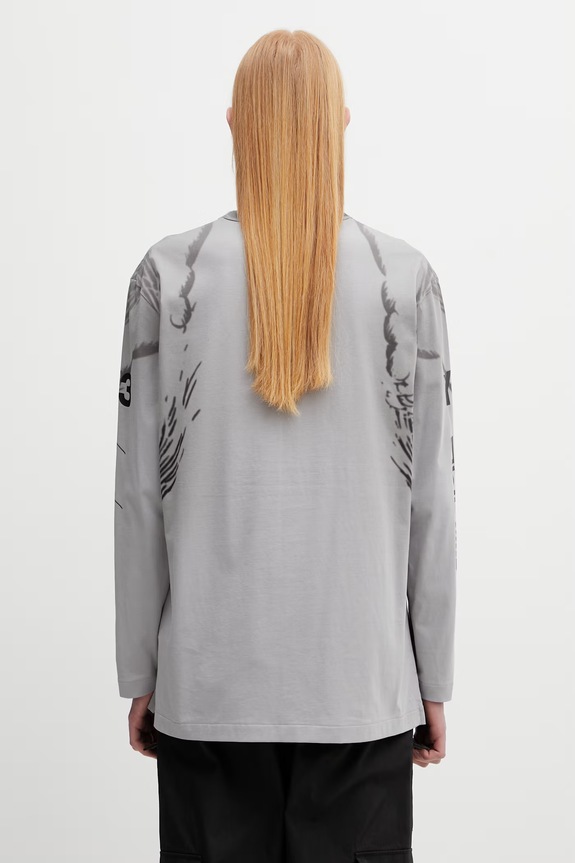 Ρούχα Y-3 x F1 WOLF LS TEE μακρυμάνικο ανδρικό βαμβακερό KS7830 γκρί