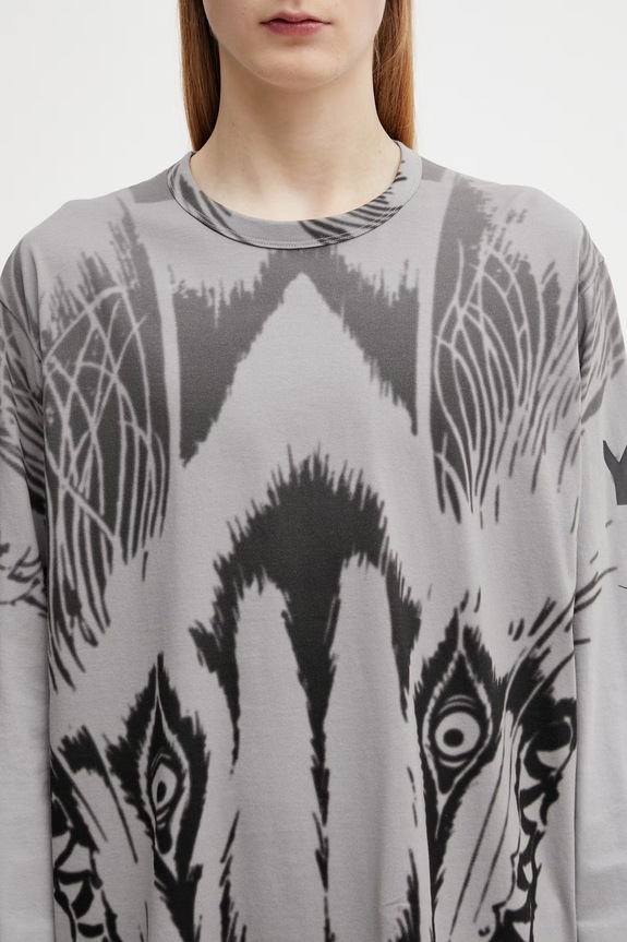 Y-3 x F1 WOLF LS TEE μακρυμάνικο ανδρικό βαμβακερό KS7830 γκρί