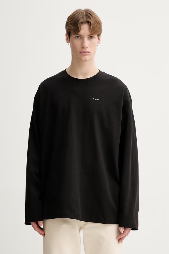 Памучна блуза с дълги ръкави G-Star Heavy jersey oversized свободна черен D28608.D709