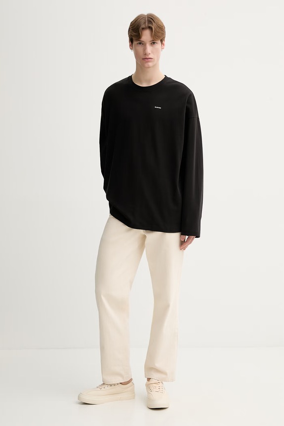 Памучна блуза с дълги ръкави G-Star Heavy jersey oversized D28608.D709 черен SS26