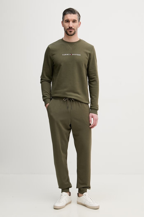Tommy Hilfiger μπλούζα ανδρική με βαμβάκι UM0UM03666 πράσινο SS26