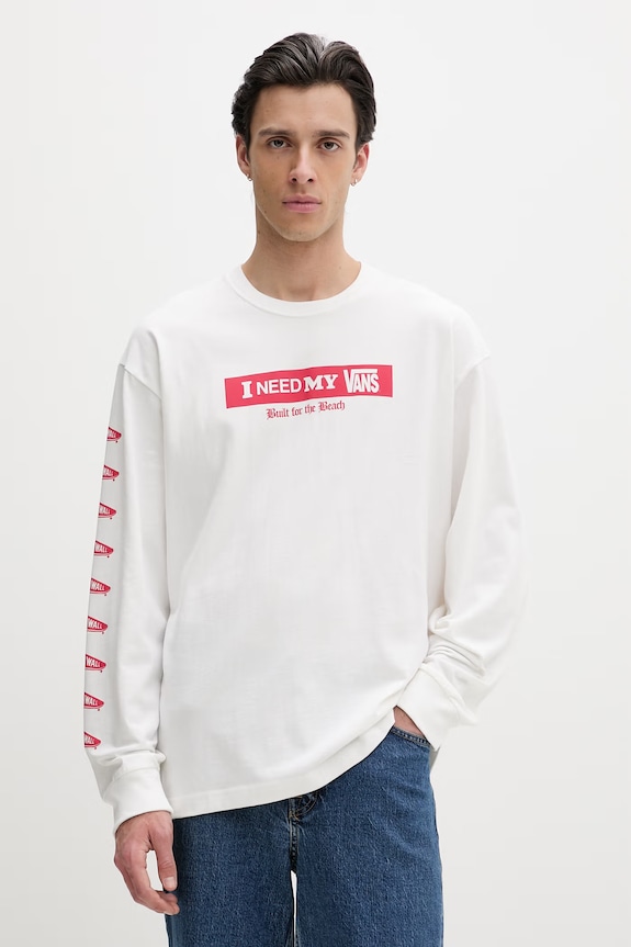 Abbigliamento Vans maglietta a maniche lunghe da uomo in cotone VN000SRDWHT1 beige