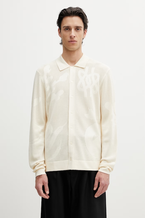 Filling Pieces Breaking Bread cardigan de bărbați cu vâscoză bej 412677500303.214