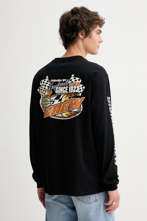 Βαμβακερή μπλούζα με μακριά μανίκια Dickies στάμπα μαύρο DK0A8A12BLK1