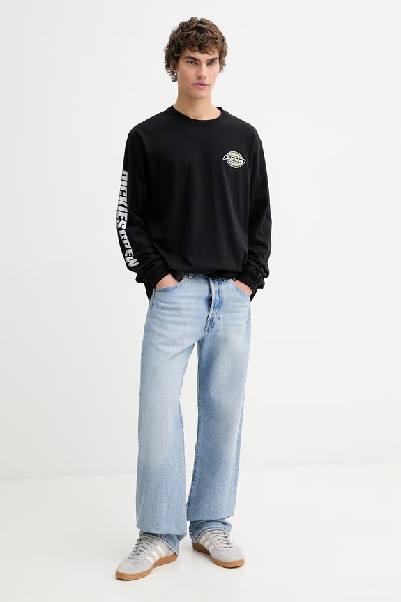 Βαμβακερή μπλούζα με μακριά μανίκια Dickies DK0A8A12BLK1 μαύρο SS26