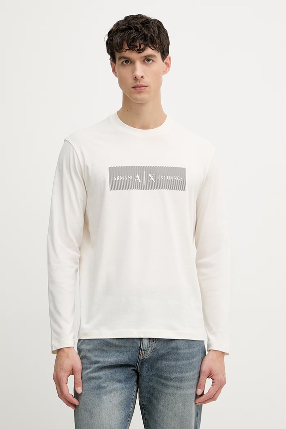 Armani Exchange t-shirt męski bawełniany beżowy XM002820.AF10356