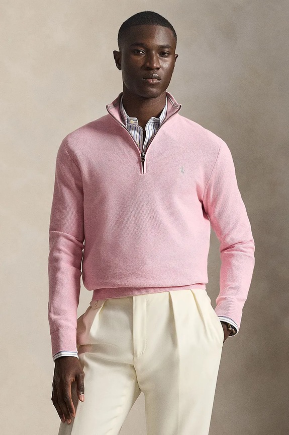 Polo Ralph Lauren longsleeve bawełniany COTTON-LSL gładkie różowy 710932304535