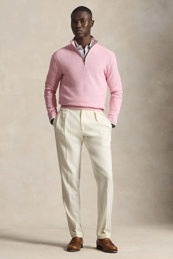 Odzież Polo Ralph Lauren longsleeve bawełniany COTTON-LSL 710932304535 różowy