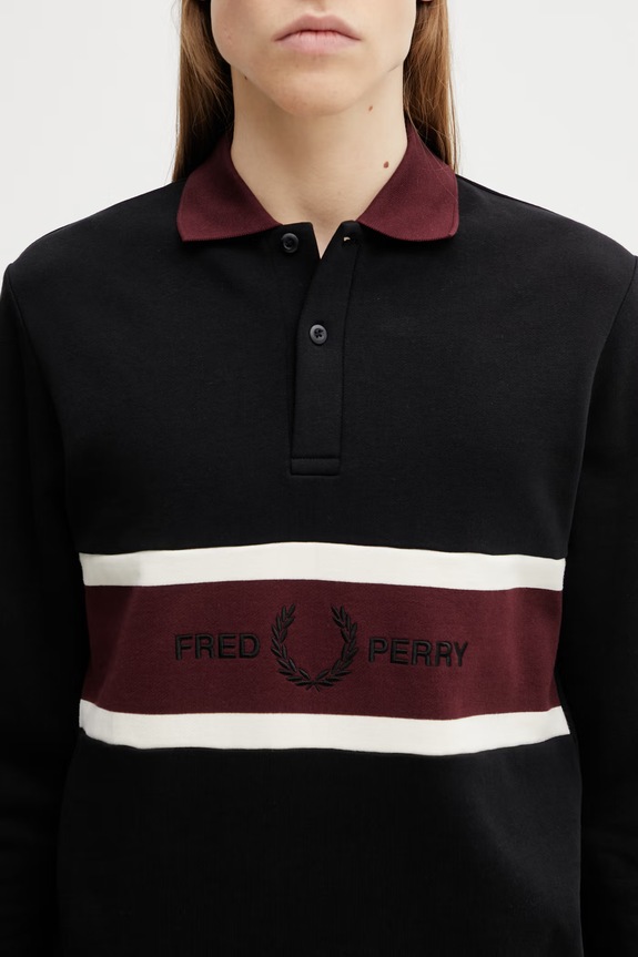 Fred Perry cotton longsleeve top black M2417