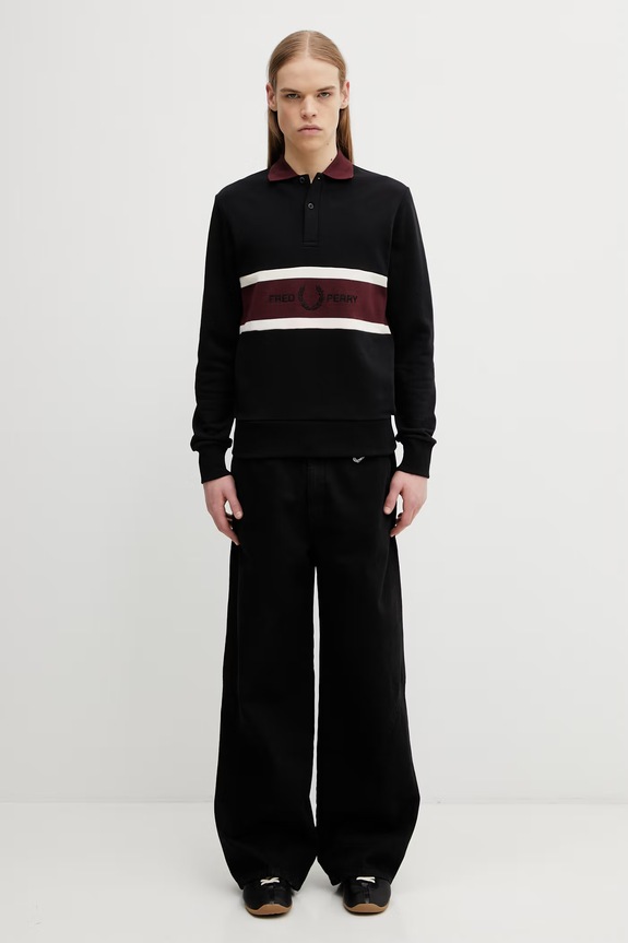 Fred Perry cotton longsleeve top M2417 black