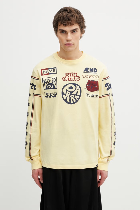 by Parra Never sinister longsleeve męski bawełniany żółty 55265