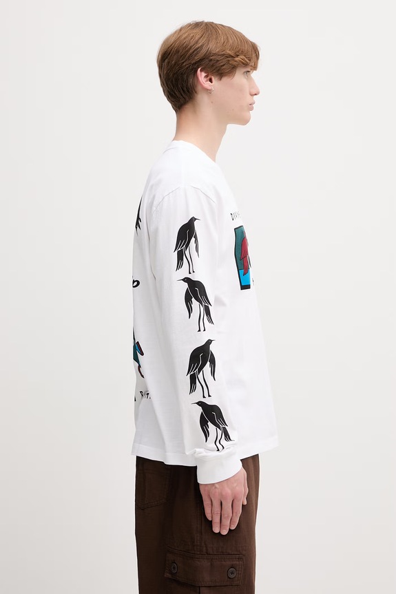 by Parra Divine hammer longsleeve męski bawełniany biały 55345