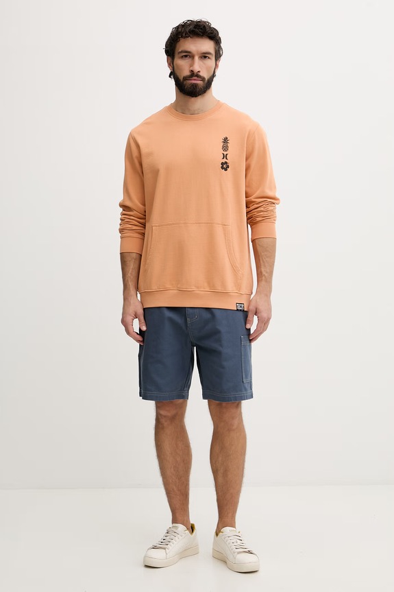 Hurley μπλούζα Ανδρική βαμβακερή SIDER MFTEU00057 πορτοκαλί SS26