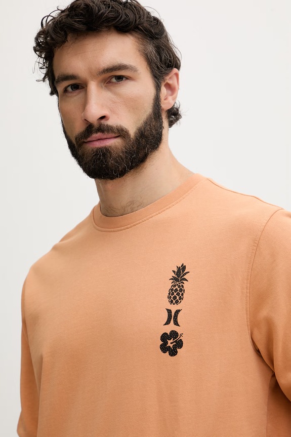 Hurley μπλούζα Ανδρική βαμβακερή SIDER πορτοκαλί MFTEU00057