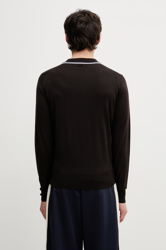 Clothing Wales Bonner Henry sweater wool Men's US26KNS4875.WO04.801 brown