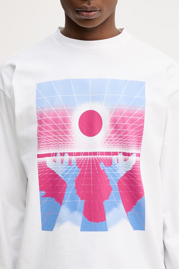 No Problemo Dimentions longsleeve męski bawełniany NP6002705 biały