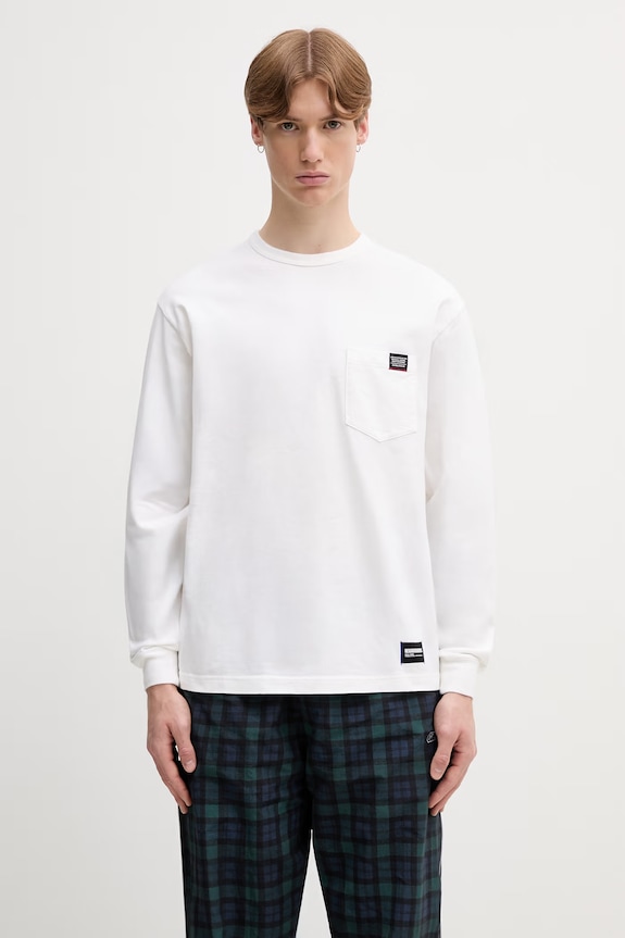 Neighborhood longsleeve męski bawełniany biały 261FPNH.CSM03