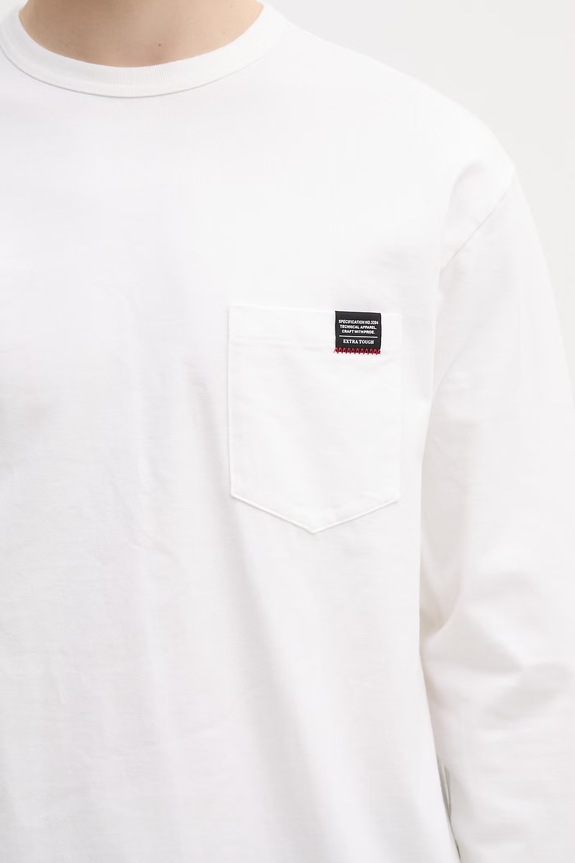 Neighborhood longsleeve męski bawełniany biały 261FPNH.CSM03