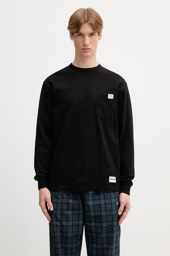 Neighborhood longsleeve męski bawełniany czarny 261FPNH.CSM03