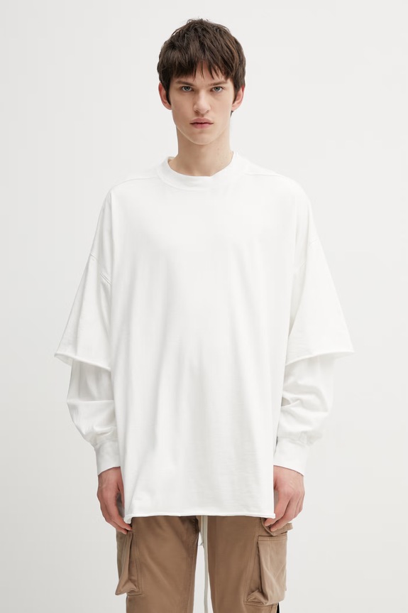 Бавовняний лонгслів Rick Owens DRKSHDW Tommy Hustler гладкий білий DU01F4266.RN