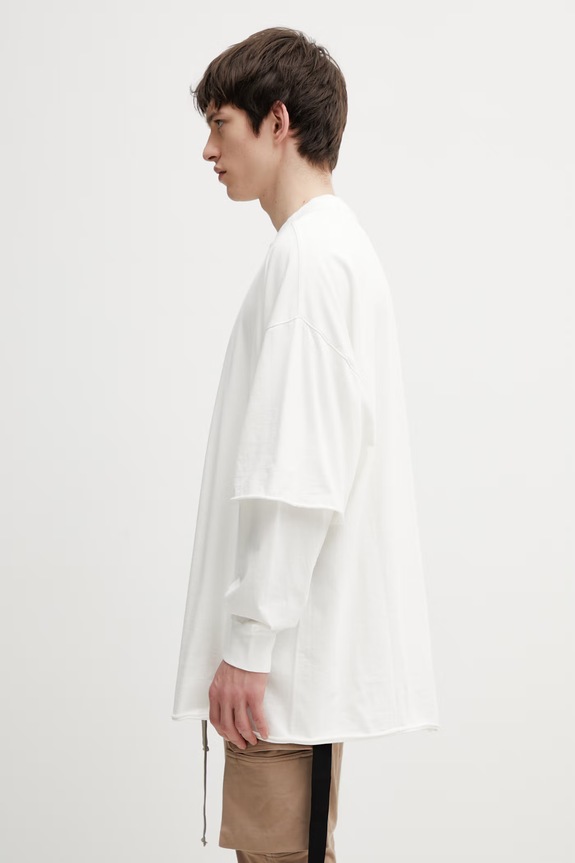 Бавовняний лонгслів Rick Owens DRKSHDW Tommy Hustler DU01F4266.RN білий SS26