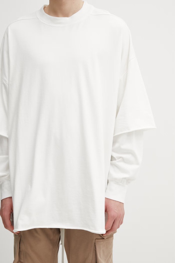 Бавовняний лонгслів Rick Owens DRKSHDW Tommy Hustler білий DU01F4266.RN