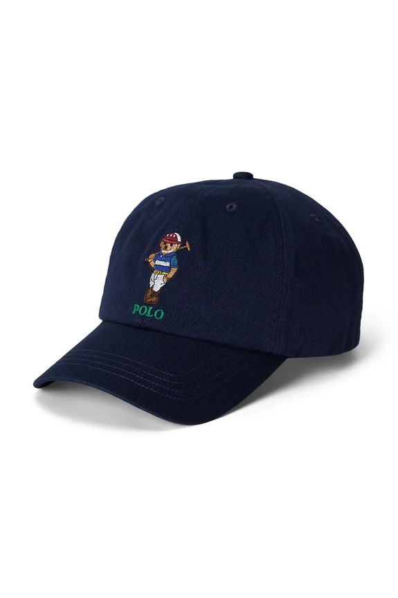 Дитяча бавовняна кепка Polo Ralph Lauren аплікація темно-синій 323A96605001