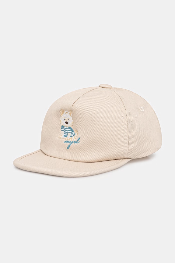 Pamučna kapa sa šiltom za bebe Mayoral natpis bež 10148.3C.Baby.PPY2