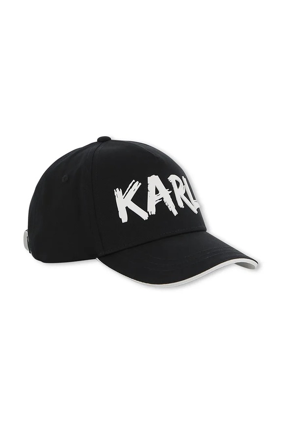 Pamučna kapa sa šiltom za bebe Karl Lagerfeld print crna Z31222.50.56