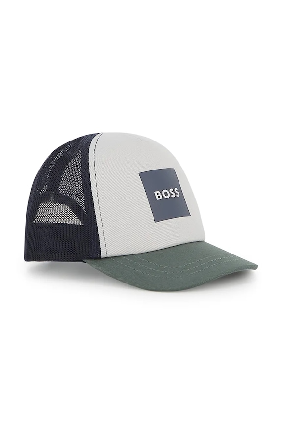 BOSS cappello con visiera in cotone bambini sovrastampa bianco J53144