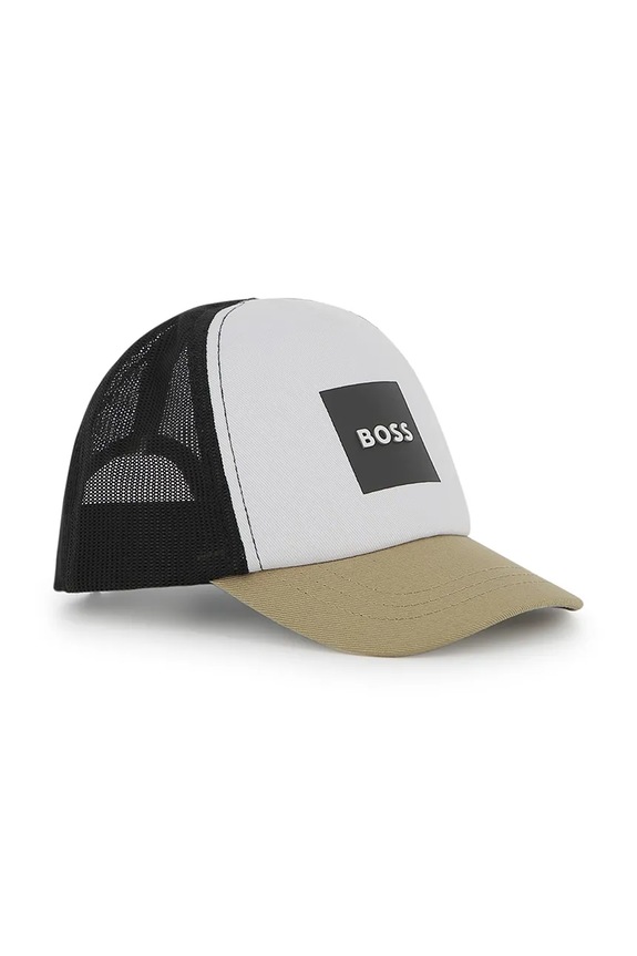 BOSS cappello con visiera in cotone bambini sovrastampa beige J53144