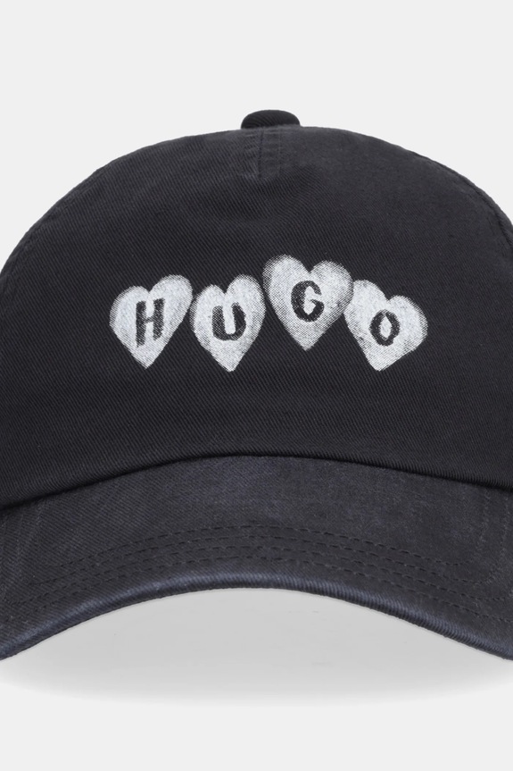 HUGO czapka z daszkiem bawełniana Cara-Valentine 50557038 czarny SS26