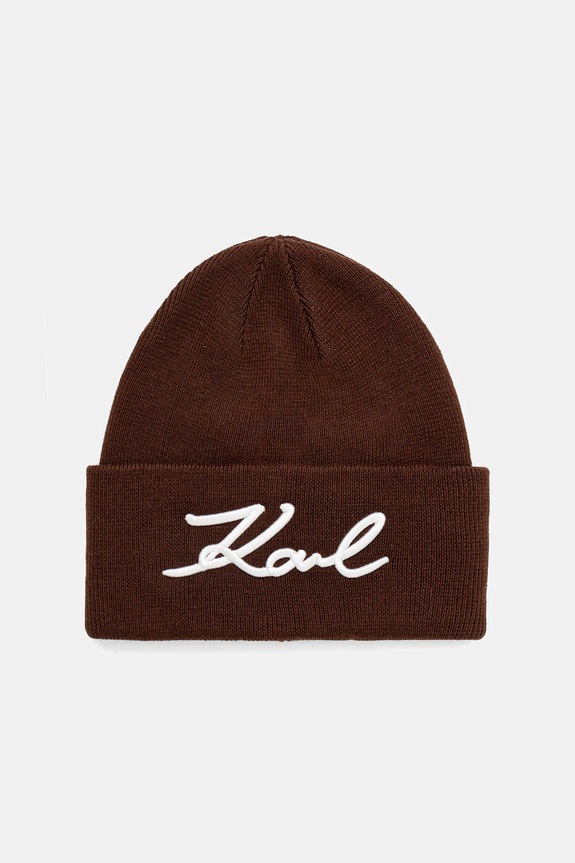Karl Lagerfeld căciulă din amestec de lână K/SIGNATURE imprimeu maro B1W33016