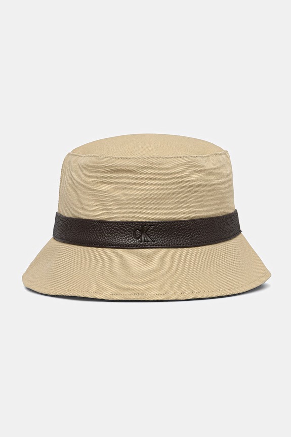Calvin Klein bucket hat damskie bawełniane beżowy LV04F5070G